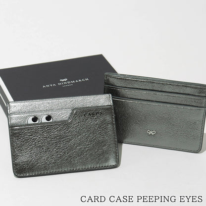 ANYA HINDMARCH レディース カードケース CARD CASE PEEPING EYES 210447 メタリックグレー ANTHRACITE