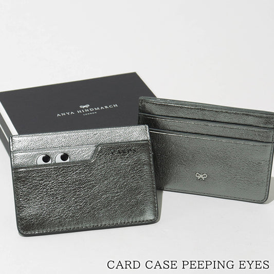 ANYA HINDMARCH レディース カードケース CARD CASE PEEPING EYES 210447 メタリックグレー ANTHRACITE
