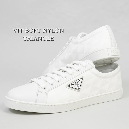 PRADA メンズ スニーカー VIT SOFT NYLON TRIANGLE 2EE376 3LNW BIANCO ホワイト F0009