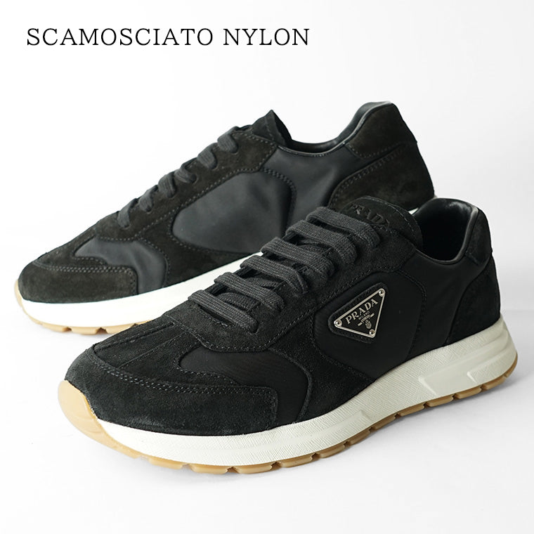 PRADA メンズ スニーカー SCAMOSCIATO NYLON 2EE455 D7R NERO 1 ブラック F0632
