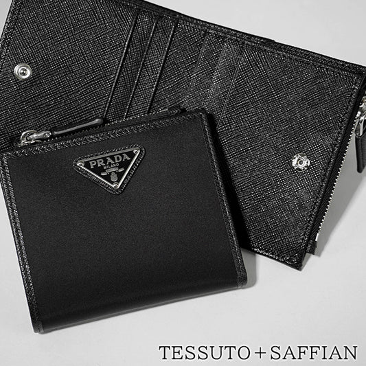 PRADA メンズ 2つ折り財布 TESSUTO SAFFIAN 2ML049 2DMH NERO ブラック F0002