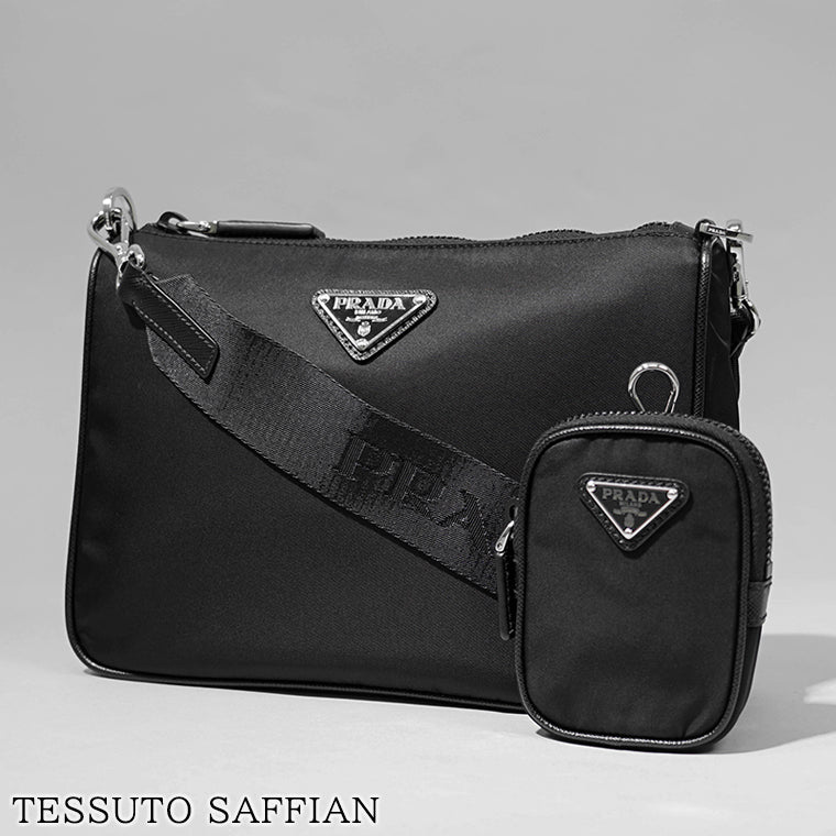 PRADA メンズ レディース ショルダーバッグ TESSUTO SAFFIAN 2VH113 2DMH NERO ブラック F0002