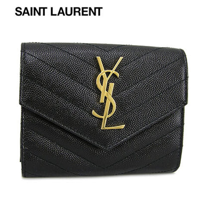 SAINT LAURENT レディース 3つ折り財布 モノグラム コンパクト スリーフォールド ウォレット 403943 BOW01 NERO 1000