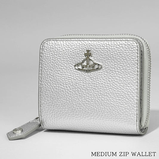 Vivienne Westwood レディース メンズ 2つ折り財布 MEDIUM ZIP WALLET 5107004JU S000D SILVER シルバー Q401