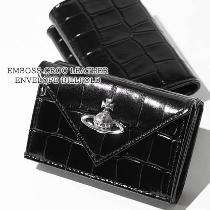 Vivienne Westwood レディース 3つ折り財布 EMBOSS CROC LEATHER ENVELOPE BILLFOLD 5115002EW L0098 BLACK ブラック N401