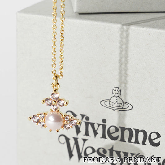 Vivienne Westwood レディース ネックレス FEODORA PENDANT 630203EP GOLD CHAMPAGNE CZ PINK PEARL ゴールド ピンクパール R988