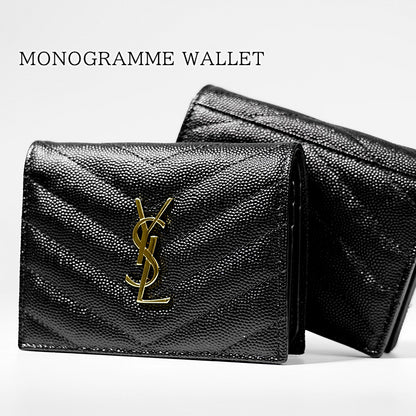 SAINT LAURENT レディース 2つ折り財布 MONOGRAMME WALLET 668290 BOWA1 NERO ブラック 1000