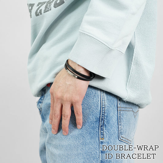 SAINT LAURENT メンズ レディース ブレスレット DOUBLE WRAP ID BRACELET 758343 BL44E NOIR ブラック 1000