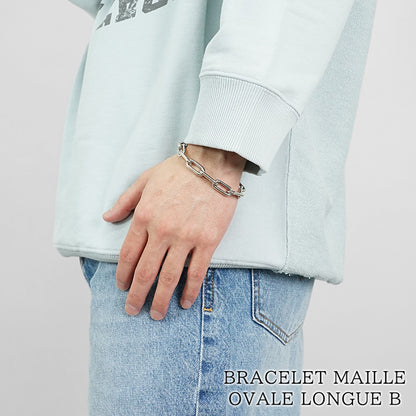SAINT LAURENT メンズ レディース ブレスレット BRACELET MAILLE OVALE LONGUE B 822332 Y1500 ARGENT OXYDE LEGER シルバー 8304