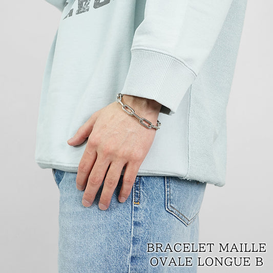 SAINT LAURENT メンズ レディース ブレスレット BRACELET MAILLE OVALE LONGUE B 822332 Y1500 ARGENT OXYDE LEGER シルバー 8304