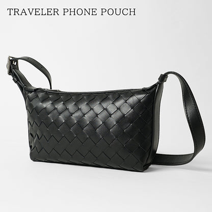 BOTTEGA VENETA メンズ ショルダーバッグ TRAVELER PHONE POUCH 844018 V2HL0 BLACK SILVER ブラック 8803
