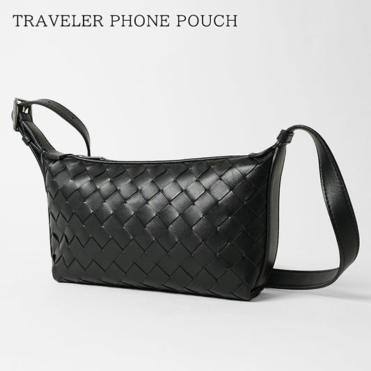 BOTTEGA VENETA メンズ ショルダーバッグ TRAVELER PHONE POUCH 844018 V2HL0 BLACK SILVER ブラック 8803