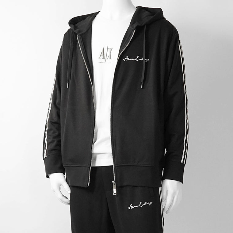 ARMANI EXCHANGE メンズ ジップアップパーカー 8NZMSH Z9N1Z BLACK ブラック 1200