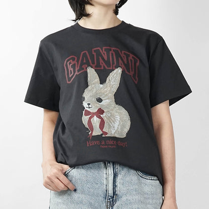 GANNI レディース Tシャツ A1050061 PHANTOM チャコールグレー 252