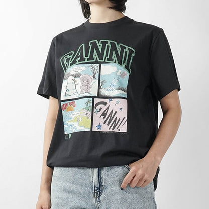 GANNI レディース Tシャツ A1050070 PHANTOM チャコールグレー 252