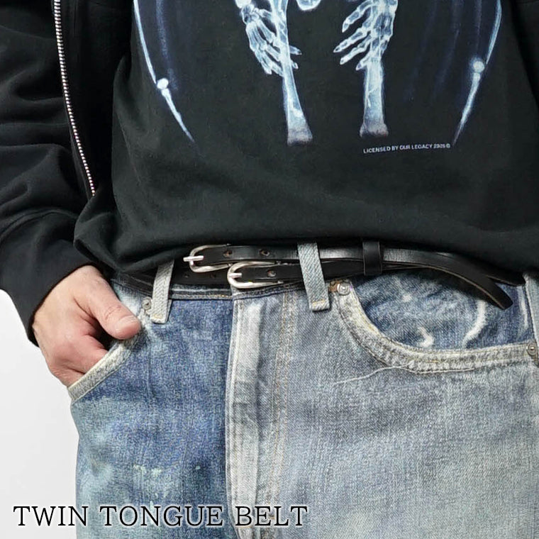 OUR LEGACY メンズ ベルト TWIN TONGUE BELT A2258TBC ブラック BLACK CHROMEXEL LEATHER