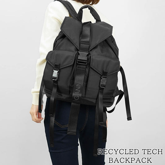 GANNI レディース メンズ バックパック RECYCLED TECH BACKPACK A4755 5829 BLACK ブラック 099