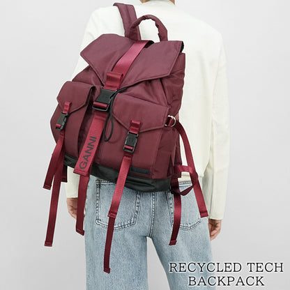 GANNI レディース メンズ バックパック RECYCLED TECH BACKPACK A6466 5488 DARK BURGUNDY バーガンディー 234