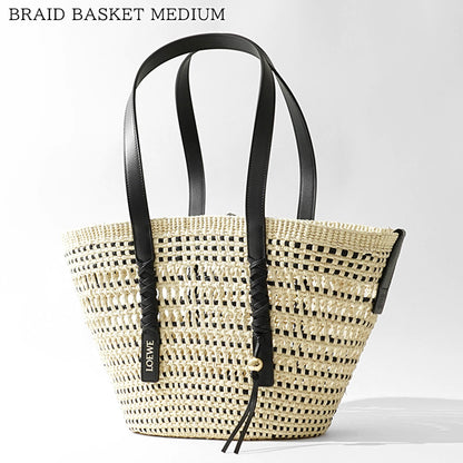 【SUMMER FINAL SALE】 LOEWE レディース バッグ BRAID BASKET MEDIUM ASCPNIBX02 NATURAL BLACK ナチュラル ブラック 2165