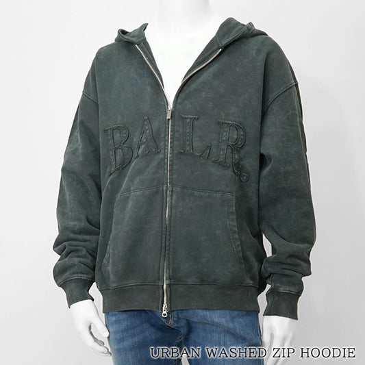 BALR. メンズ ジップアップパーカー URBAN WASHED ZIP HOODIE B1269 1009 ウォッシュグレー VOLCANIC GREY