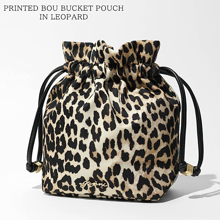 GANNI レディース ポーチ PRINTED BOU BUCKET POUCH IN LEOPARD B3010069 ALMOND MILK アーモンドミルク 859