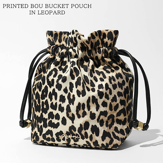 GANNI レディース ポーチ PRINTED BOU BUCKET POUCH IN LEOPARD B3010069 ALMOND MILK アーモンドミルク 859