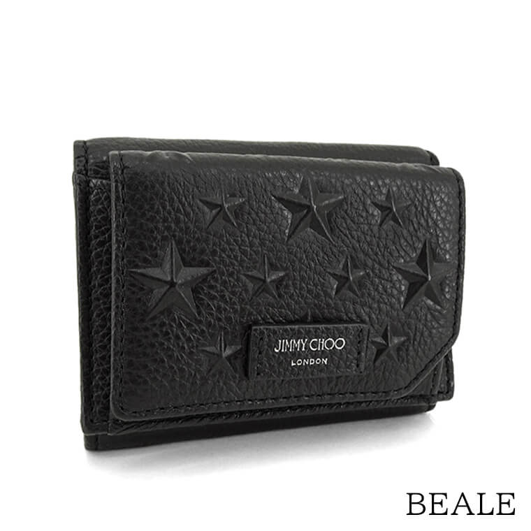 JIMMY CHOO メンズ レディース 3つ折り財布 BEALE EMG ブラック BLACK