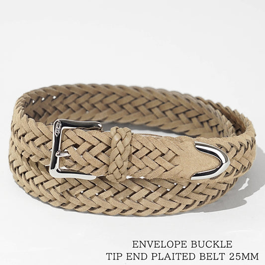 J&M DAVIDSON メンズ レディース メッシュベルト ENVELOPE BUCKLE TIP END PLAITED BELT 25MM BENT 0TP SA25 WARM TAUPE 951S