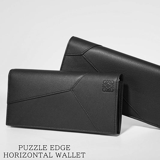 LOEWE メンズ 2つ折り長財布 PUZZLE EDGE HORIZONTAL WALLET C510978X06 BLACK ブラック 1100