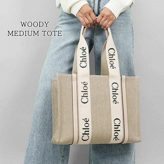 Chloe レディース トートバッグ WOODY MEDIUM TOTE CHC22AS383I26 CEMENT PINK 6J5