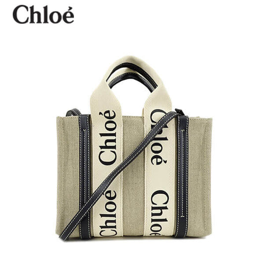Chloe レディース トートバッグ WOODY SMALL TOTE CHC22AS397I26 WHITE BLUE 91J