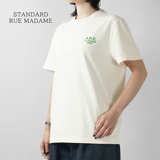 A.P.C. レディース Tシャツ STANDARD RUE MADAME COHBU M26388 BLANC CASSE VERT オフホワイト グリーン AMK