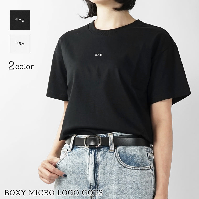 A.P.C. レディース Tシャツ BOXY MICRO LOGO GOTS COHBW F26387 2カラー