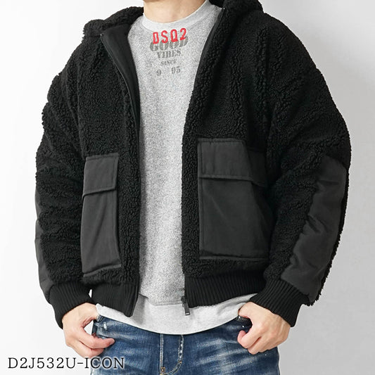DSQUARED2 KIDS キッズ ボアブルゾン D2J532U ICON DQ3133 D0AEA ブラック DQ900