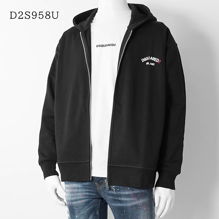 【SUMMER FINAL SALE】 DSQUARED2 KIDS キッズ ジップアップパーカー D2S958U DQ3188 D0AGU ブラック DQ900
