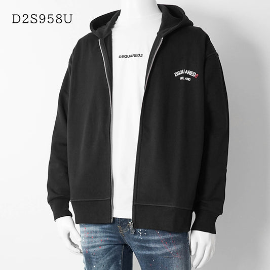 【SUMMER FINAL SALE】 DSQUARED2 KIDS キッズ ジップアップパーカー D2S958U DQ3188 D0AGU ブラック DQ900