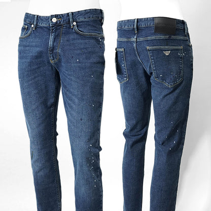 【SUMMER FINAL SALE】 EMPORIO ARMANI メンズ ジーンズ EM000121 AF13252 MIX OF COLOURS ON BLUE DENIM ウォッシュブルー FB041