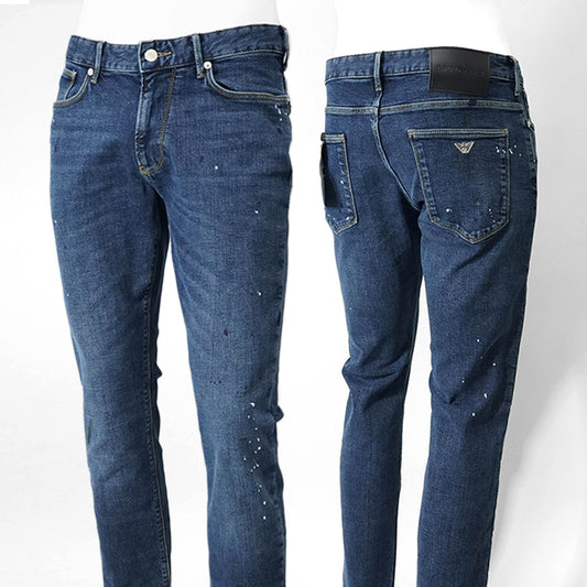 【SUMMER FINAL SALE】 EMPORIO ARMANI メンズ ジーンズ EM000121 AF13252 MIX OF COLOURS ON BLUE DENIM ウォッシュブルー FB041