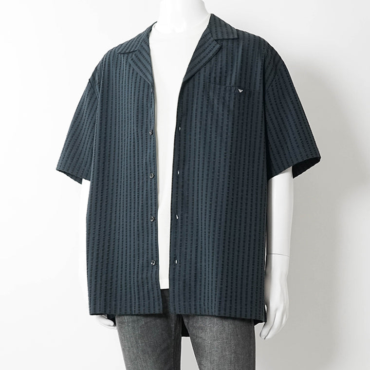 【SUMMER FINAL SALE】 EMPORIO ARMANI SWIMWEAR ライン メンズ 半袖シャツ EM000593 AF20430 ARMANI BLUE ネイビーブルー UB102