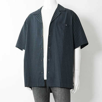 【SUMMER FINAL SALE】 EMPORIO ARMANI SWIMWEAR ライン メンズ 半袖シャツ EM000593 AF20430 ARMANI BLUE ネイビーブルー UB102