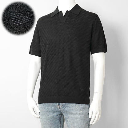 【2026SS SUMMER SALE】EMPORIO ARMANI メンズ ニットポロシャツ EM004307 AF24573 BLACK BEAUTY ブラック UC001