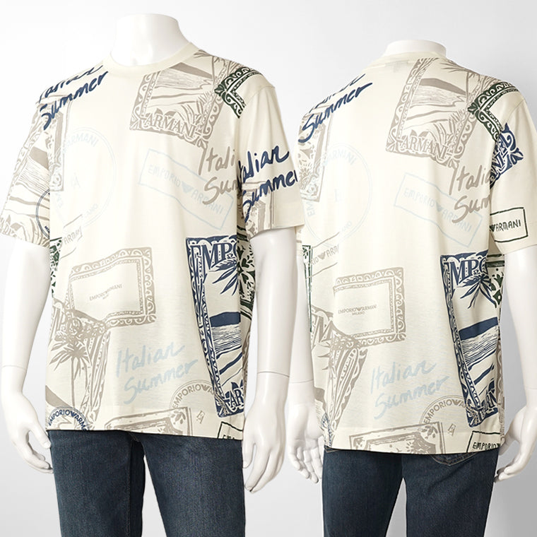 EMPORIO ARMANI メンズ Tシャツ EM005274 AF24857 T105 DIGITAL PRINT ベージュ デジタルプリント M0359