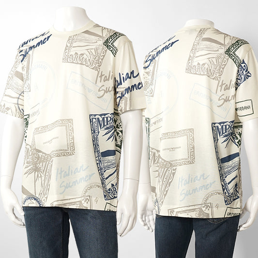 EMPORIO ARMANI メンズ Tシャツ EM005274 AF24857 T105 DIGITAL PRINT ベージュ デジタルプリント M0359