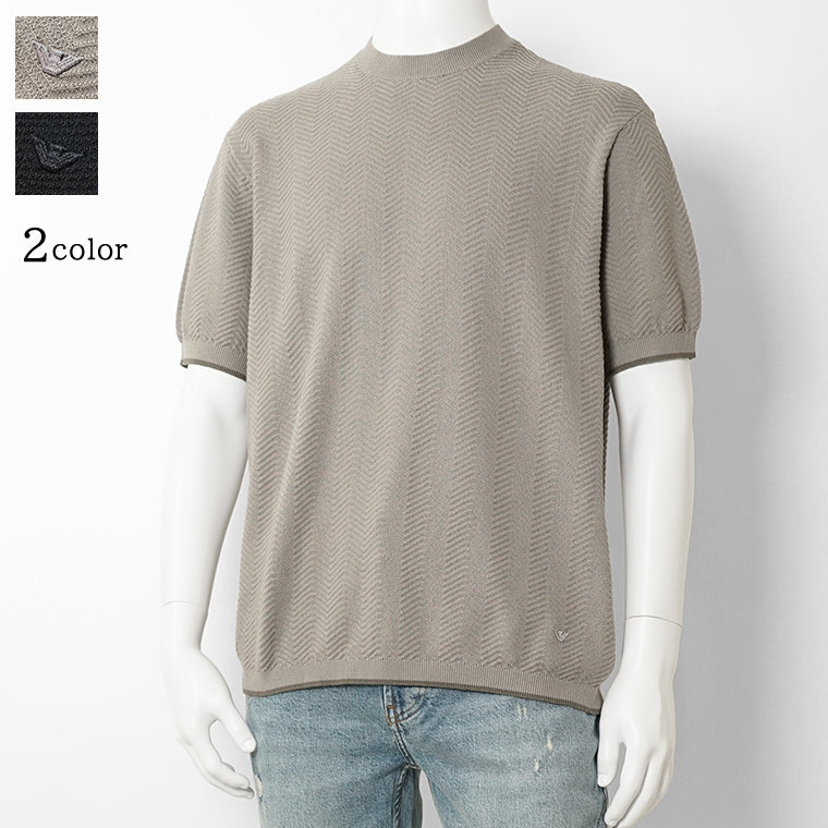 【2026SS SUMMER SALE】EMPORIO ARMANI メンズ ニットTシャツ EM005529 AF25257 2カラー