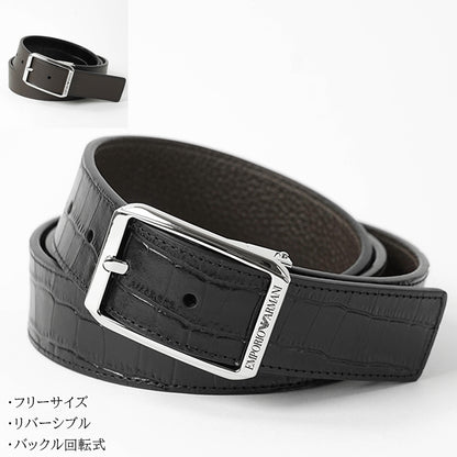 EMPORIO ARMANI メンズ ベルト EM007173 AF29133 NERO TESTA DI MORO ブラック ダークブラウン MC377