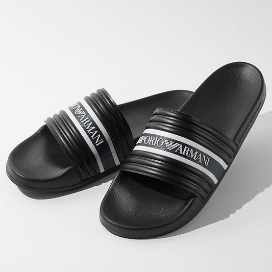 EMPORIO ARMANI SWIMWEAR ライン メンズ サンダル EX000069 AF16403 BLACK BLUE WHITE ブラック MZ684