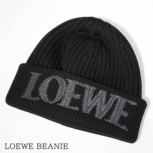 LOEWE メンズ レディース ニットキャップ LOEWE BEANIE F540257X23 BLACK ブラック 1100