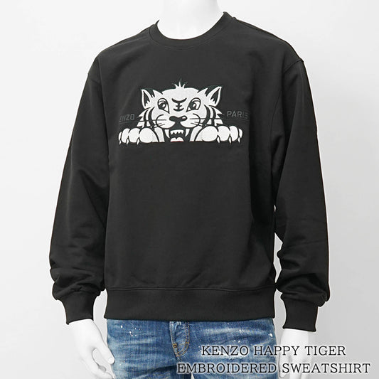 ケンゾー KENZO メンズ スウェットシャツ KENZO HAPPY TIGER EMBROIDERED SWEATSHIRT FF65SW2654MF BLACK ブラック 99J
