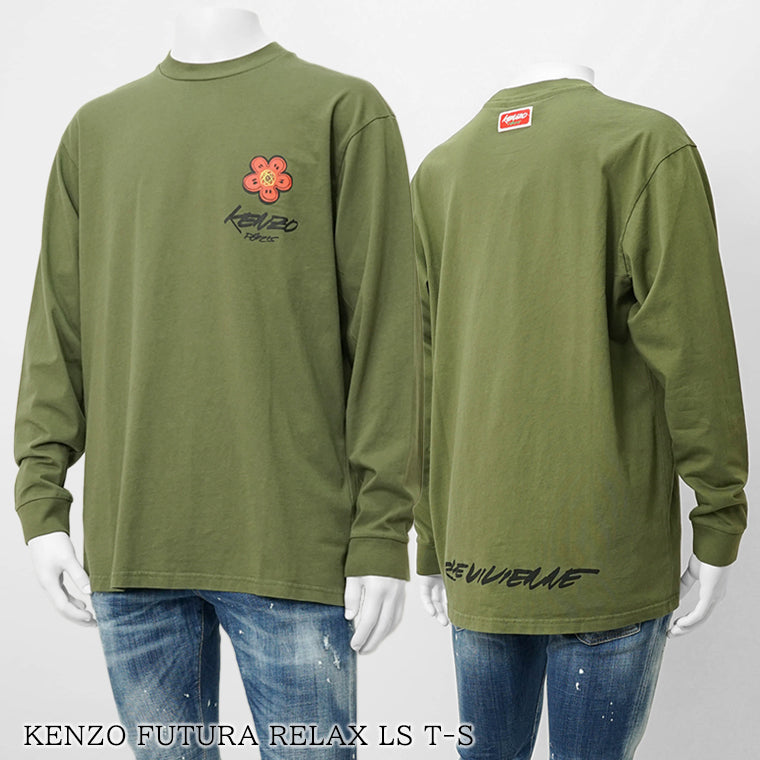KENZO メンズ 長袖Tシャツ KENZO FUTURA RELAX LS T S FF65TL3514SG KHAKI カーキ 50