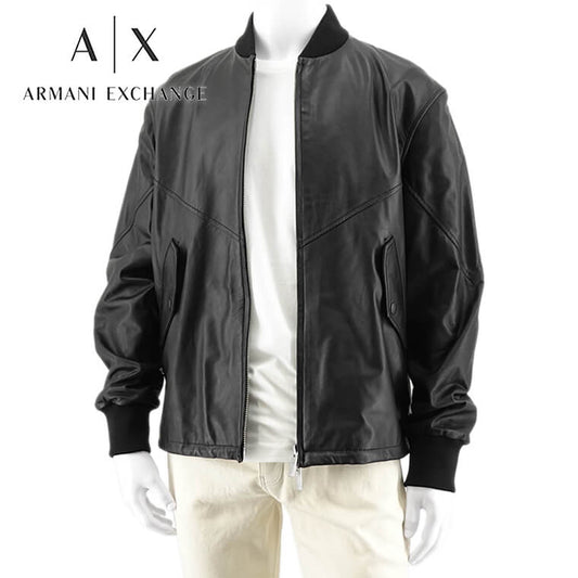 ARMANI EXCHANGE メンズ ラムレザーブルゾン H49R70 E9P70 ブラック 999